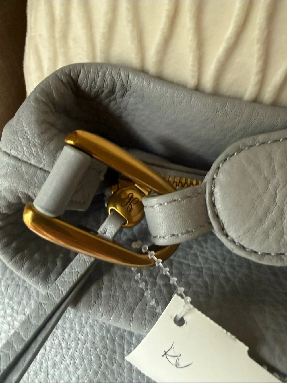 HOBO Light Gray Leather Hobo with Gold Hardware